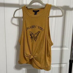 Forever 21 Yellow Butterfly Graphic Tank Top
